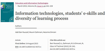 Compétences numériques des étudiants, changement organisationnel et diversité des processus d’apprentissage